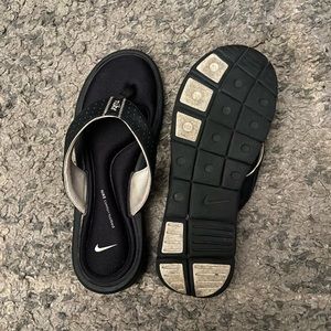 Black and white flip flops